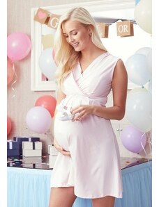 Happy Mama Elegantní těhotenské a kojící šaty 3v1 Summer světle růžové