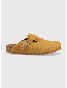 Semišové pantofle Birkenstock Boston Corduroy dámské, béžová barva, 1025668