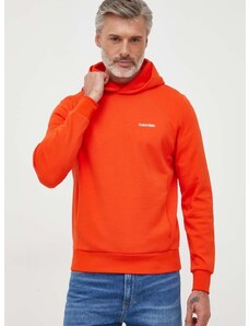Mikina Calvin Klein pánská, oranžová barva, s kapucí, hladká