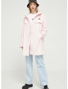 Nepromokavá bunda Tommy Jeans dámská, růžová barva, přechodná