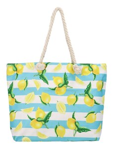 Jessica Textilní plážová taška Citronáda, citrón a modrý pruh