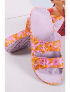 Freedom Moses Růžovo-oranžové květované gumové pantofle Smile Parma