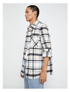 Koton Plaid Lumberjack Shirt Classic Cuff Collar Long Sleeve With Pocket