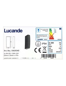 Lucande Lucande - LED Venkovní nástěnné svítidlo CORDA 2xLED/3W/230V IP54 LW0264