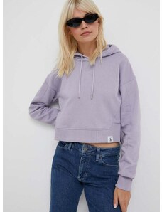 Mikina Calvin Klein Jeans dámská, fialová barva, s kapucí, hladká