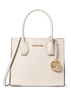 Michael Kors Mercer Medium Pebbled Leather Crossbody Bag Light Cream