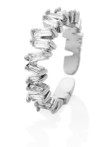 franco bene Stříbrný prsten s bílými kamínky