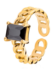 franco bene Diamond prsten s černým kamínkem