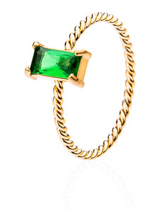 franco bene Diamond prsten se zeleným kamínkem (úzký)