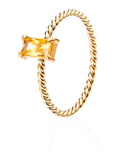 franco bene Diamond prsten se žlutým kamínkem (úzký)