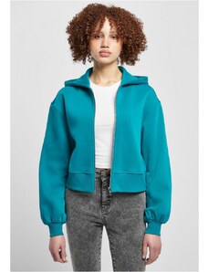 URBAN CLASSICS Ladies Short Oversized Zip Jacket - watergreen