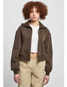 URBAN CLASSICS Ladies Short Oversized Zip Jacket - brown