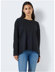 Černé dámské basic oversize tričko s dlouhým rukávem Noisy May Ma - Dámské