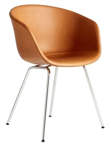 Koňakově hnědá kožená židle HAY AAC 27 s kovovou podnoží