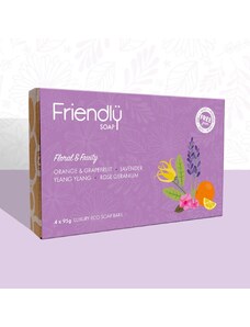 Friendly Soap Přírodní mýdlo dárková sada mýdel Floral and Fruity 4x95g Frinedly Soap
