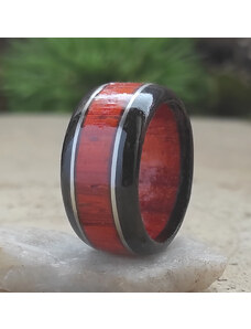 Woodlife Robustní prsten s ebenu a padouku