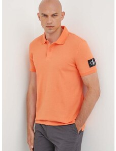 Bavlněné polo tričko Calvin Klein Jeans oranžová barva