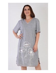 Vienetta Dámská noční košile s krátkým rukávem Leona, barva šedá, 70% bavlna 30% polyester
