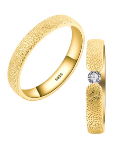 OLIVIE Snubní stříbrný prsten DUET GOLD 7477
