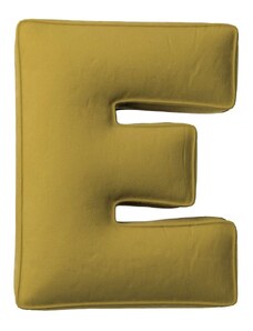 Yellow Tipi Olivově zelený sametový polštář písmeno E 40 cm