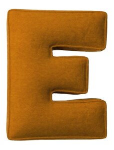 Yellow Tipi Cihlově oranžový sametový polštář písmeno E 40 cm