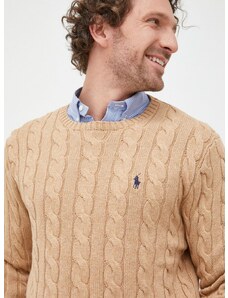 Bavlněný svetr Polo Ralph Lauren pánský, béžová barva, lehký, 710775885014