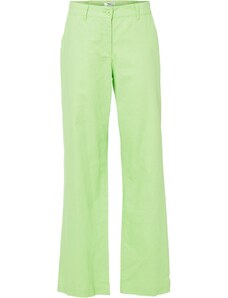 bonprix Tkané kalhoty s udržitelným lnem a pohodlnou pasovkou Zelená