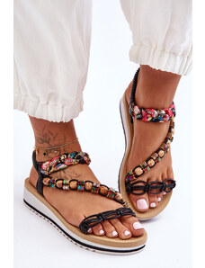 Botoshop Pohodlné dámské sandály na klínu Černé Jodie