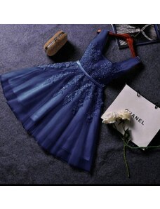 HollywoodStyle.cz Krátké tmavě modré plesové šaty s tylovou sukní Andromeda: Tmavě modrá Tyl XS-S