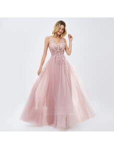 HollywoodStyle.cz světle růžové plesové šaty na maturitní ples Alison: Růžová Tyl XS