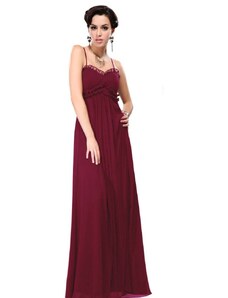HollywoodStyle.cz dlouhé rudé luxusní společenské šaty: Vínová Šifon L-XL
