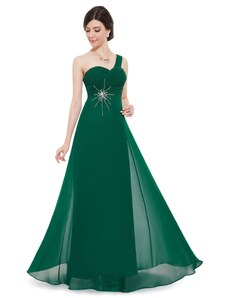 HollywoodStyle.cz dlouhé zelené společenské šaty na jedno rameno Elizé: Zelená Šifon XL