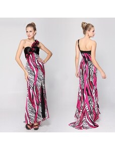 HollywoodStyle.cz luxusní barevné dlouhé společenské šaty Eliza na jedno rameno: Barevný Polyester M
