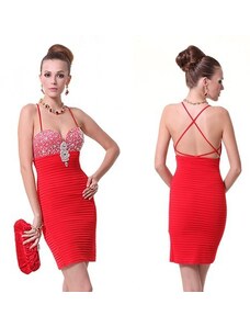 HollywoodStyle.cz sexy červené krátké společenské šaty: Červená Polyester M