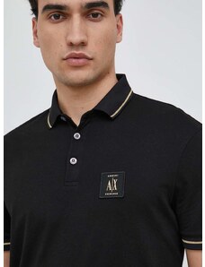 Bavlněné polo tričko Armani Exchange černá barva, s aplikací, 8NZFPQ ZJH4Z NOS