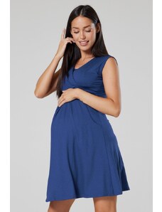 Happy Mama Letní těhotenské a kojící šaty 3v1 Roccia modré