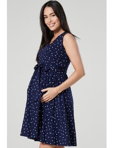 Letní těhotenské šaty 3v1 Happy Mama tmavě modré s puntíky