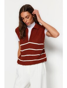 Trendyol Tile Zipper pruhovaný pletený svetr