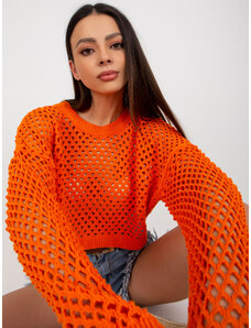 Fashionhunters Oranžový prolamovaný letní svetr
