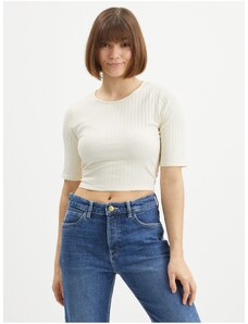 Krémový crop top se zavazováním Pieces Tiana - Dámské