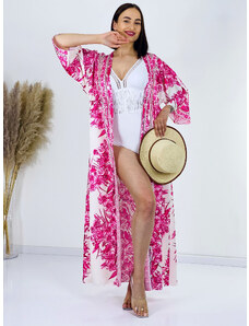 Webmoda Dámské dlouhé exkluzivní kimono/šaty s knoflíčky - růžové