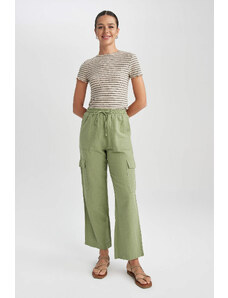 DEFACTO Straight Fit Linen Normal Waist Trousers