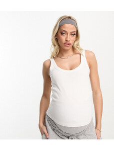 ASOS Maternity ASOS DESIGN Maternity super scoop vest in rib in white