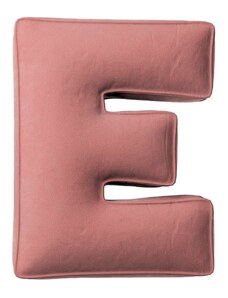 Yellow Tipi Korálově růžový sametový polštář písmeno E 40 cm