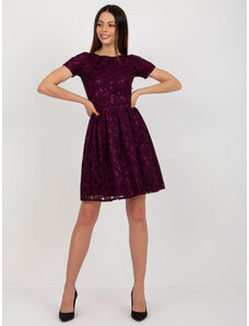BASIC Fuchsiové krajkové šaty --dark purple Fuchsiová