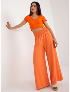 Fashionhunters Světle oranžové švédské kalhoty s vysokým pasem