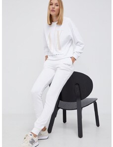 Bavlněná mikina Armani Exchange dámská, bílá barva, s aplikací, 8NYM01 YJ68Z NOS