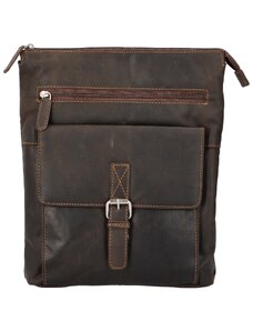 Pánská kožená crossbody taška tmavě hnědá - Greenwood Homend hnědá