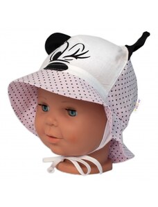 Letní klobouček Baby Nellys Minnie na zavazování, růžový Velikost koj oblečení: 74-80 (9-12m)
