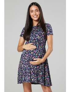 Těhotenské a kojící šaty 3v1 Happy Mama modré květinové
